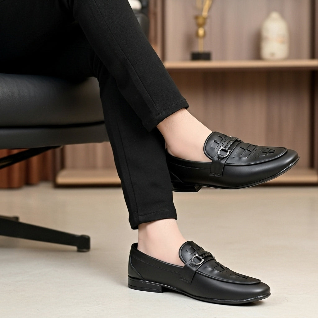 Regal Buckle Black Loafers