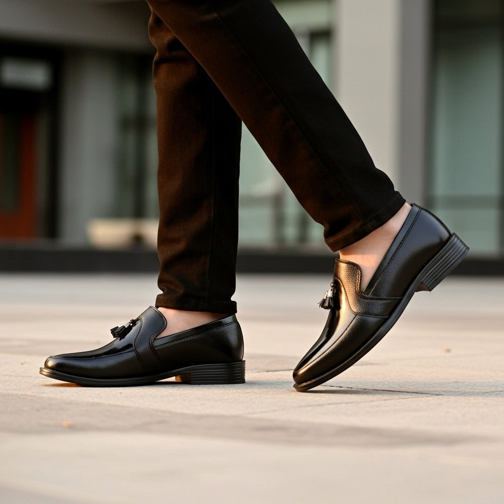 Premium Black Leather Tassel Loafer